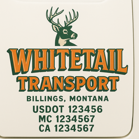 Custom Truck Door Decal Sticker Lettering Sign With Business Name, City-State, USDOT, MC, GVW, CA, KYU, VIN (Set of 2)