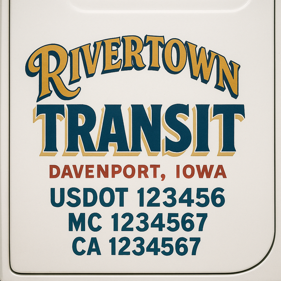 Custom Truck Door Decal Sticker Lettering Sign With Business Name, City-State, USDOT, MC, GVW, CA, KYU, VIN (Set of 2)