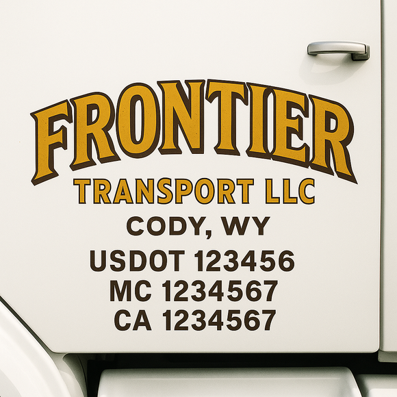 Custom Truck Door Decal Sticker Lettering Sign With Business Name, City-State, USDOT, MC, GVW, CA, KYU, VIN (Set of 2)