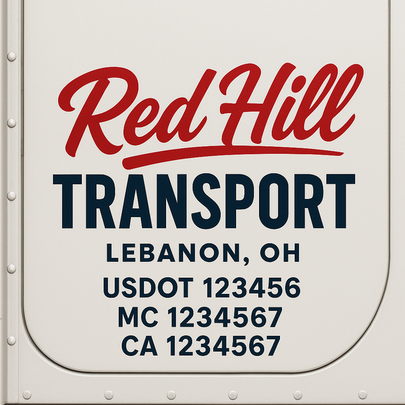 Custom Truck Door Decal Sticker Lettering Sign With Business Name, City-State, USDOT, MC, GVW, CA, KYU, VIN (Set of 2)