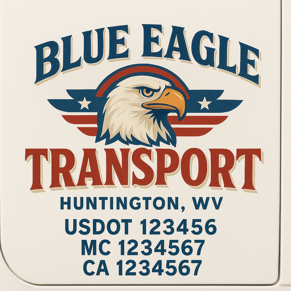 Custom Truck Door Decal Sticker Lettering Sign With Business Name, City-State, USDOT, MC, GVW, CA, KYU, VIN (Set of 2)