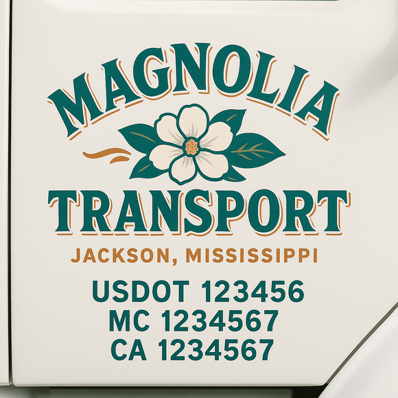 Custom Truck Door Decal Sticker Lettering Sign With Business Name, City-State, USDOT, MC, GVW, CA, KYU, VIN (Set of 2)