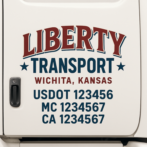 Custom Truck Door Decal Sticker Lettering Sign With Business Name, City-State, USDOT, MC, GVW, CA, KYU, VIN (Set of 2)