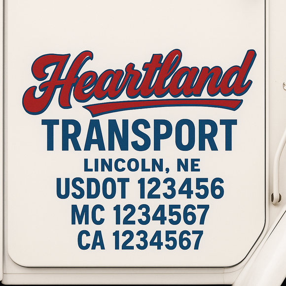 Custom Truck Door Decal Sticker Lettering Sign With Business Name, City-State, USDOT, MC, GVW, CA, KYU, VIN (Set of 2)