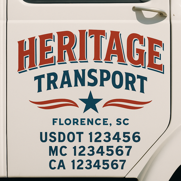 Custom Truck Door Decal Sticker Lettering Sign With Business Name, City-State, USDOT, MC, GVW, CA, KYU, VIN (Set of 2)