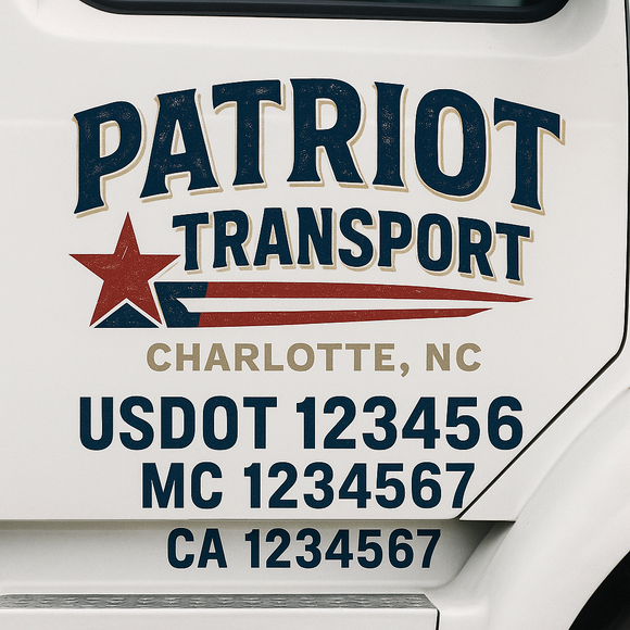 Custom Truck Door Decal Sticker Lettering Sign With Business Name, City-State, USDOT, MC, GVW, CA, KYU, VIN (Set of 2)