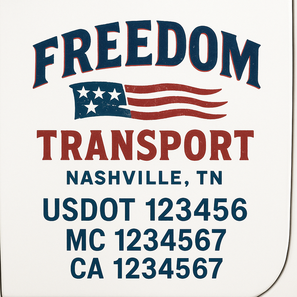 Custom Truck Door Decal Sticker Lettering Sign With Business Name, City-State, USDOT, MC, GVW, CA, KYU, VIN (Set of 2)