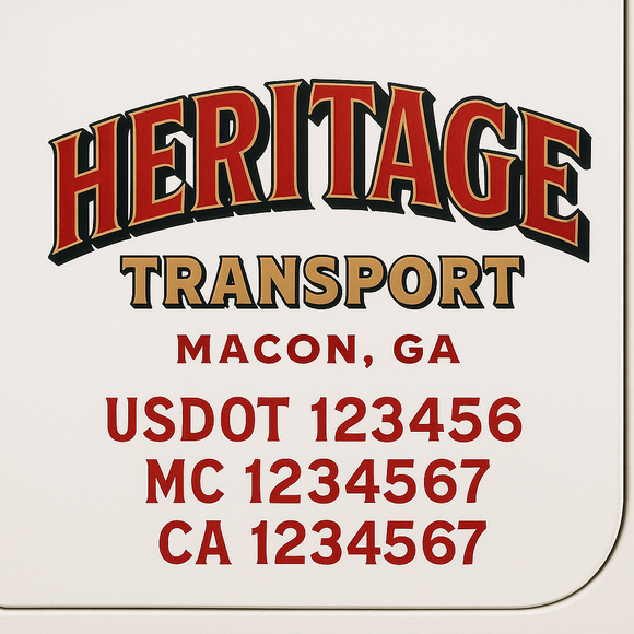 Custom Truck Door Decal Sticker Lettering Sign With Business Name, City-State, USDOT, MC, GVW, CA, KYU, VIN (Set of 2)