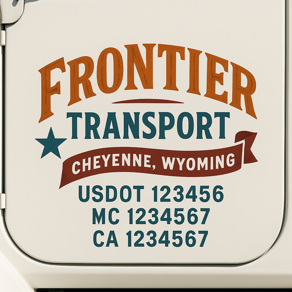 Custom Truck Door Decal Sticker Lettering Sign With Business Name, City-State, USDOT, MC, GVW, CA, KYU, VIN (Set of 2)