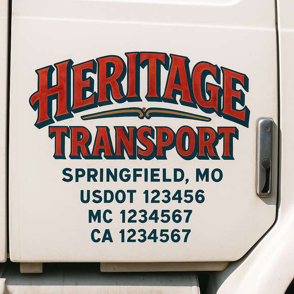 Custom Truck Door Decal Sticker Lettering Sign With Business Name, City-State, USDOT, MC, GVW, CA, KYU, VIN (Set of 2)