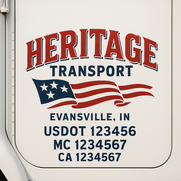 Custom Truck Door Decal Sticker Lettering Sign With Business Name, City-State, USDOT, MC, GVW, CA, KYU, VIN (Set of 2)