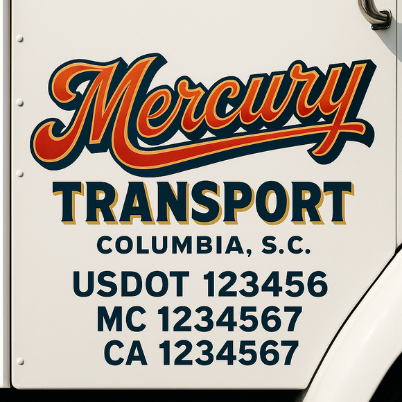 Custom Truck Door Decal Sticker Lettering Sign With Business Name, City-State, USDOT, MC, GVW, CA, KYU, VIN (Set of 2)