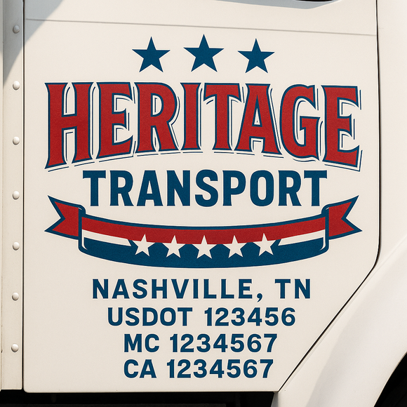 Custom Truck Door Decal Sticker Lettering Sign With Business Name, City-State, USDOT, MC, GVW, CA, KYU, VIN (Set of 2)