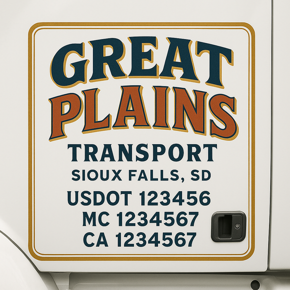 Custom Truck Door Decal Sticker Lettering Sign With Business Name, City-State, USDOT, MC, GVW, CA, KYU, VIN (Set of 2)