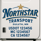 Custom Truck Door Decal Sticker Lettering Sign With Business Name, City-State, USDOT, MC, GVW, CA, KYU, VIN (Set of 2)