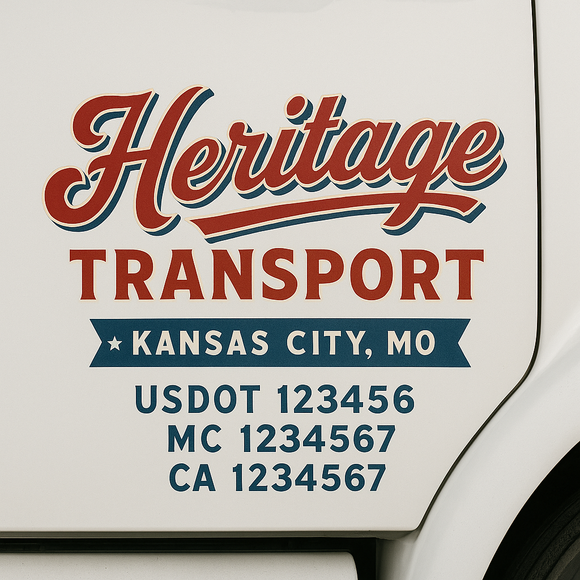 Custom Truck Door Decal Sticker Lettering Sign With Business Name, City-State, USDOT, MC, GVW, CA, KYU, VIN (Set of 2)