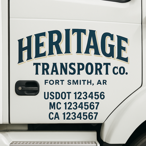 Custom Truck Door Decal Sticker Lettering Sign With Business Name, City-State, USDOT, MC, GVW, CA, KYU, VIN (Set of 2)
