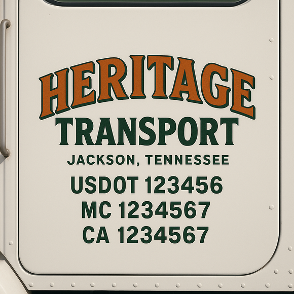 Custom Truck Door Decal Sticker Lettering Sign With Business Name, City-State, USDOT, MC, GVW, CA, KYU, VIN (Set of 2)