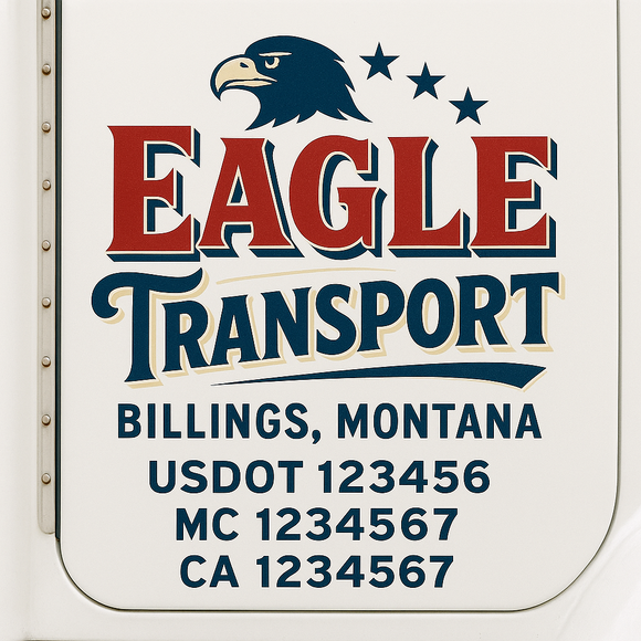 Custom Truck Door Decal Sticker Lettering Sign With Business Name, City-State, USDOT, MC, GVW, CA, KYU, VIN (Set of 2)