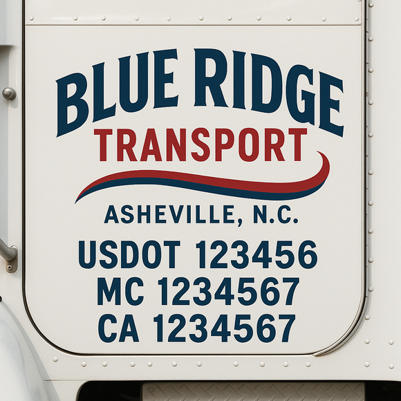 Custom Truck Door Decal Sticker Lettering Sign With Business Name, City-State, USDOT, MC, GVW, CA, KYU, VIN (Set of 2)