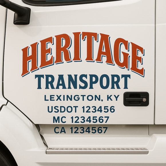 Custom Truck Door Decal Sticker Lettering Sign With Business Name, City-State, USDOT, MC, GVW, CA, KYU, VIN (Set of 2)