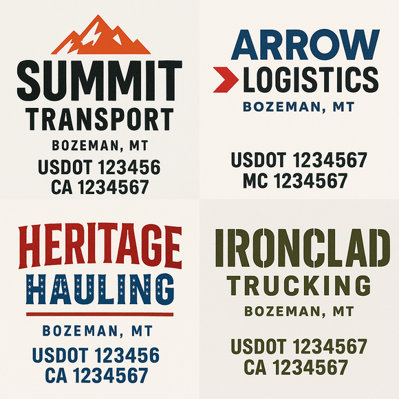 Custom Truck Door Decal Sticker Lettering Sign With Business Name, City-State, USDOT, MC, GVW, CA, KYU, VIN (Set of 2)