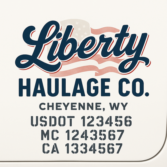 Custom Truck Door Decal Sticker Lettering Sign With Business Name, City-State, USDOT, MC, GVW, CA, KYU, VIN (Set of 2)