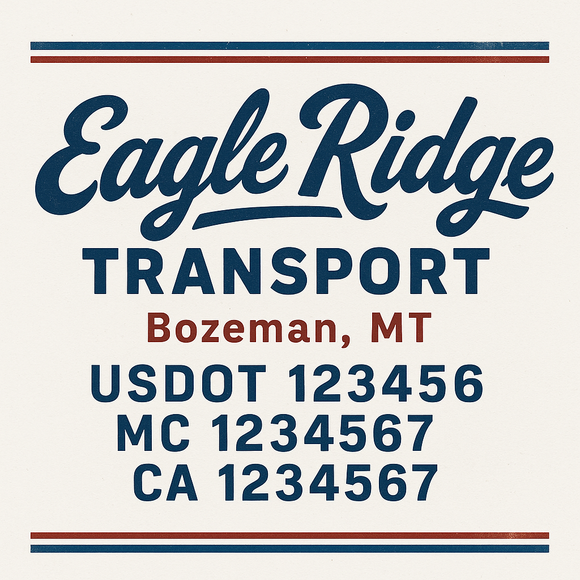 Custom Truck Door Decal Sticker Lettering Sign With Business Name, City-State, USDOT, MC, GVW, CA, KYU, VIN (Set of 2)