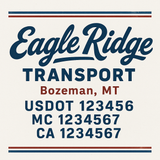 Custom Truck Door Decal Sticker Lettering Sign With Business Name, City-State, USDOT, MC, GVW, CA, KYU, VIN (Set of 2)