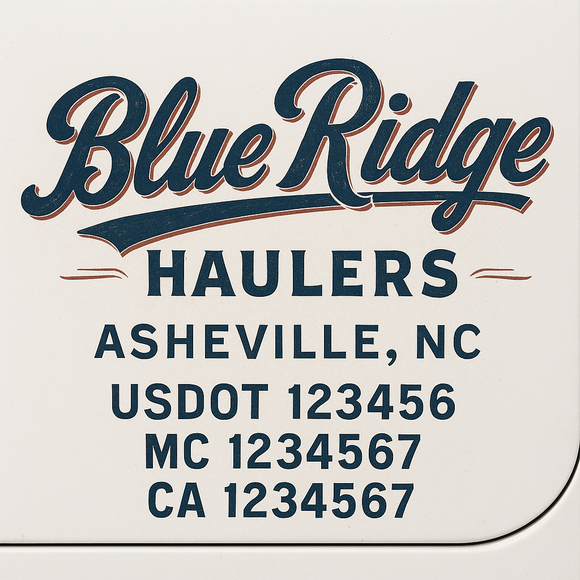 Custom Truck Door Decal Sticker Lettering Sign With Business Name, City-State, USDOT, MC, GVW, CA, KYU, VIN (Set of 2)