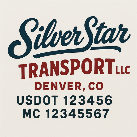 Custom Truck Door Decal Sticker Lettering Sign With Business Name, City-State, USDOT, MC, GVW, CA, KYU, VIN (Set of 2)