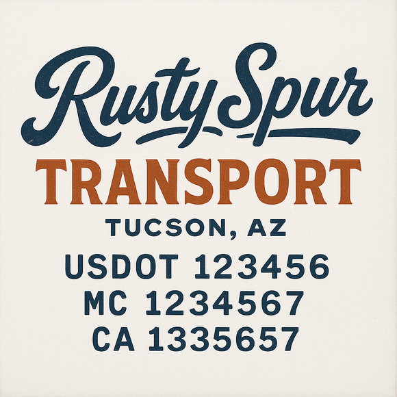 Custom Truck Door Decal Sticker Lettering Sign With Business Name, City-State, USDOT, MC, GVW, CA, KYU, VIN (Set of 2)