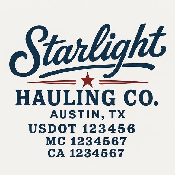 Custom Truck Door Decal Sticker Lettering Sign With Business Name, City-State, USDOT, MC, GVW, CA, KYU, VIN (Set of 2)