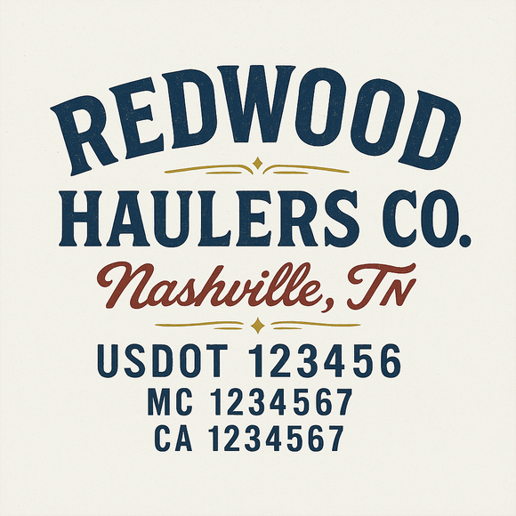 Custom Truck Door Decal Sticker Lettering Sign With Business Name, City-State, USDOT, MC, GVW, CA, KYU, VIN (Set of 2)