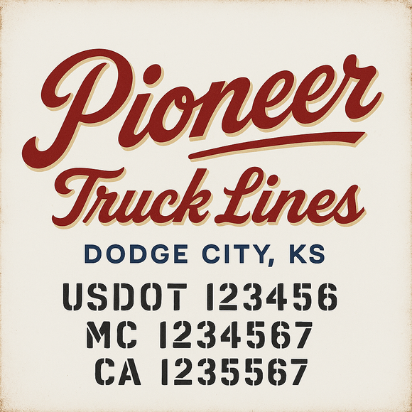 Custom Truck Door Decal Sticker Lettering Sign With Business Name, City-State, USDOT, MC, GVW, CA, KYU, VIN (Set of 2)