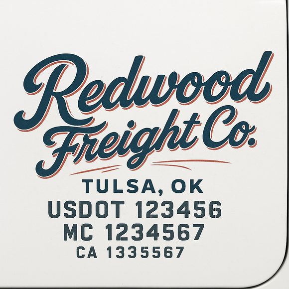 Custom Truck Door Decal Sticker Lettering Sign With Business Name, City-State, USDOT, MC, GVW, CA, KYU, VIN (Set of 2)