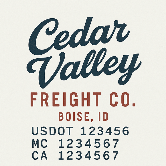 Custom Truck Door Decal Sticker Lettering Sign With Business Name, City-State, USDOT, MC, GVW, CA, KYU, VIN (Set of 2)