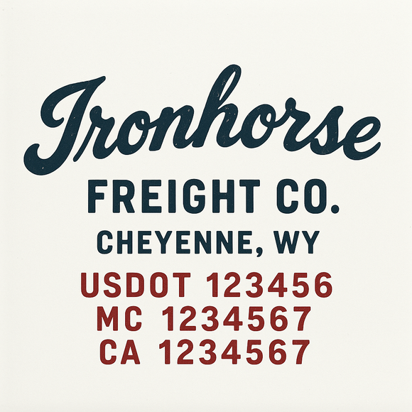 Custom Truck Door Decal Sticker Lettering Sign With Business Name, City-State, USDOT, MC, GVW, CA, KYU, VIN (Set of 2)