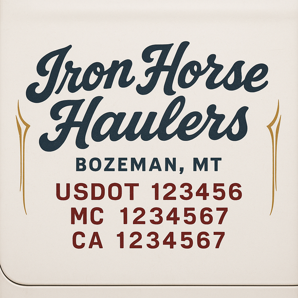 Custom Truck Door Decal Sticker Lettering Sign With Business Name, City-State, USDOT, MC, GVW, CA, KYU, VIN (Set of 2)