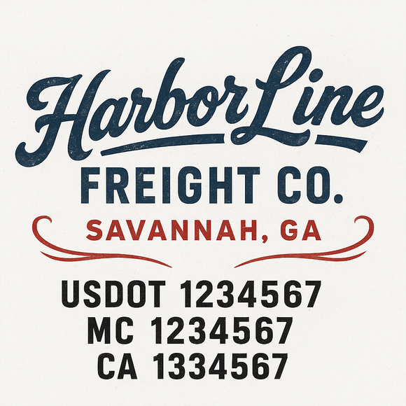 Custom Truck Door Decal Sticker Lettering Sign With Business Name, City-State, USDOT, MC, GVW, CA, KYU, VIN (Set of 2)