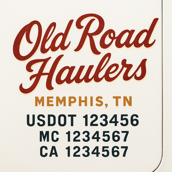 Custom Truck Door Decal Sticker Lettering Sign With Business Name, City-State, USDOT, MC, GVW, CA, KYU, VIN (Set of 2)