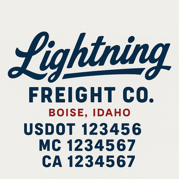 Custom Truck Door Decal Sticker Lettering Sign With Business Name, City-State, USDOT, MC, GVW, CA, KYU, VIN (Set of 2)