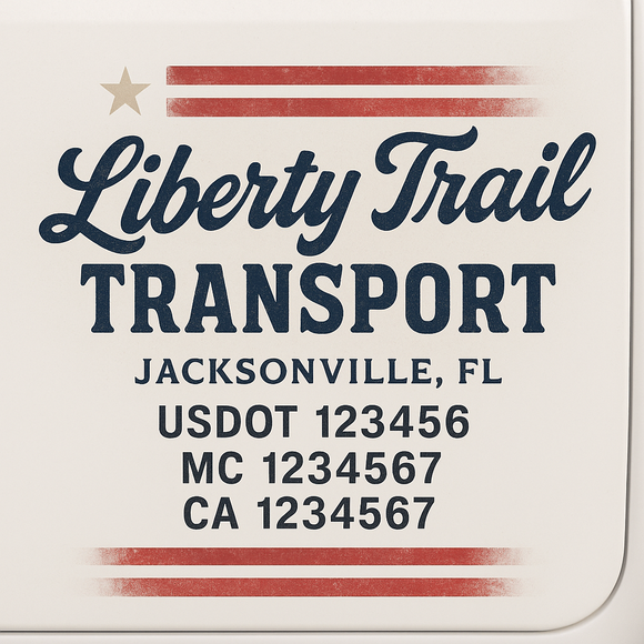 Custom Truck Door Decal Sticker Lettering Sign With Business Name, City-State, USDOT, MC, GVW, CA, KYU, VIN (Set of 2)