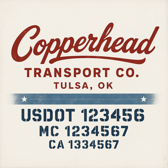 Custom Truck Door Decal Sticker Lettering Sign With Business Name, City-State, USDOT, MC, GVW, CA, KYU, VIN (Set of 2)