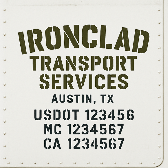 Custom Truck Door Decal Sticker Lettering Sign With Business Name, City-State, USDOT, MC, GVW, CA, KYU, VIN (Set of 2)