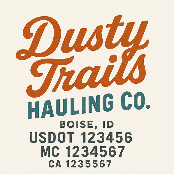 Custom Truck Door Decal Sticker Lettering Sign With Business Name, City-State, USDOT, MC, GVW, CA, KYU, VIN (Set of 2)