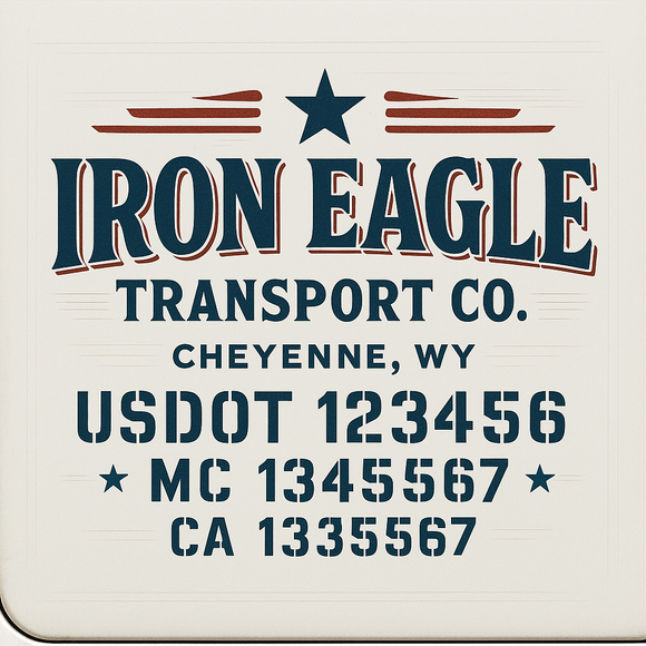 Custom Truck Door Decal Sticker Lettering Sign With Business Name, City-State, USDOT, MC, GVW, CA, KYU, VIN (Set of 2)