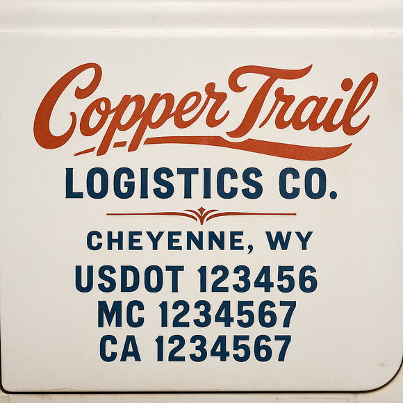 Custom Truck Door Decal Sticker Lettering Sign With Business Name, City-State, USDOT, MC, GVW, CA, KYU, VIN (Set of 2)