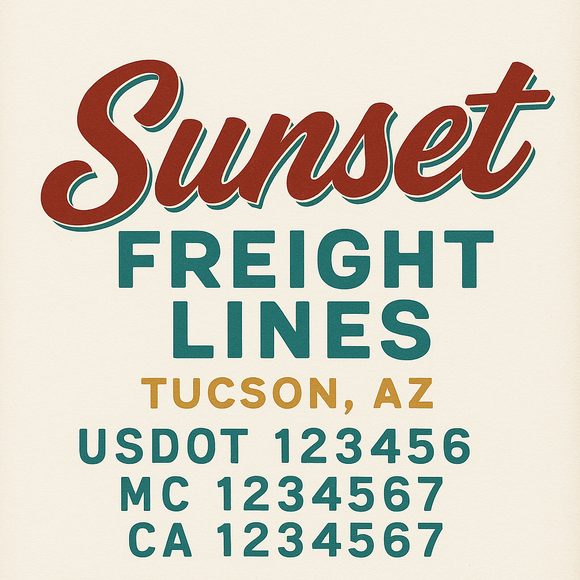 Custom Truck Door Decal Sticker Lettering Sign With Business Name, City-State, USDOT, MC, GVW, CA, KYU, VIN (Set of 2)