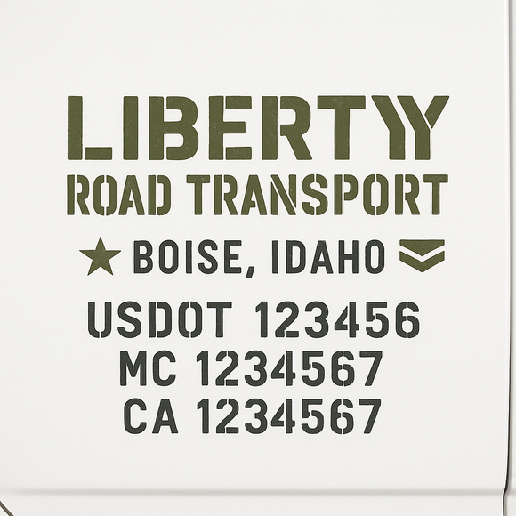 Custom Truck Door Decal Sticker Lettering Sign With Business Name, City-State, USDOT, MC, GVW, CA, KYU, VIN (Set of 2)
